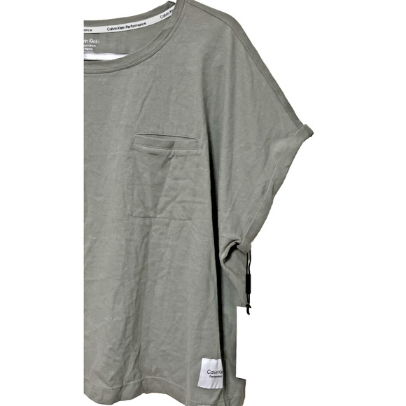 Calvin Klein Performance Top Size XL Cropped Cuffed Sleeve Cropped Green - Picture 3 of 9